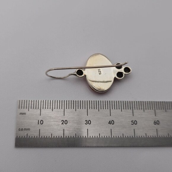 Sterling Silver Oval Red Shell Unique Earrings A2035 - Picture 4 of 5